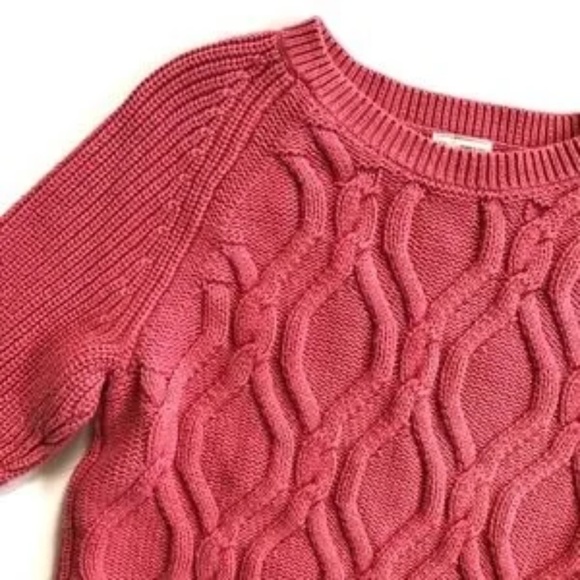 Gap Cable Knit Chunky Coral Coast Salmon Crew Neck Sweater Size M - Picture 3 of 11